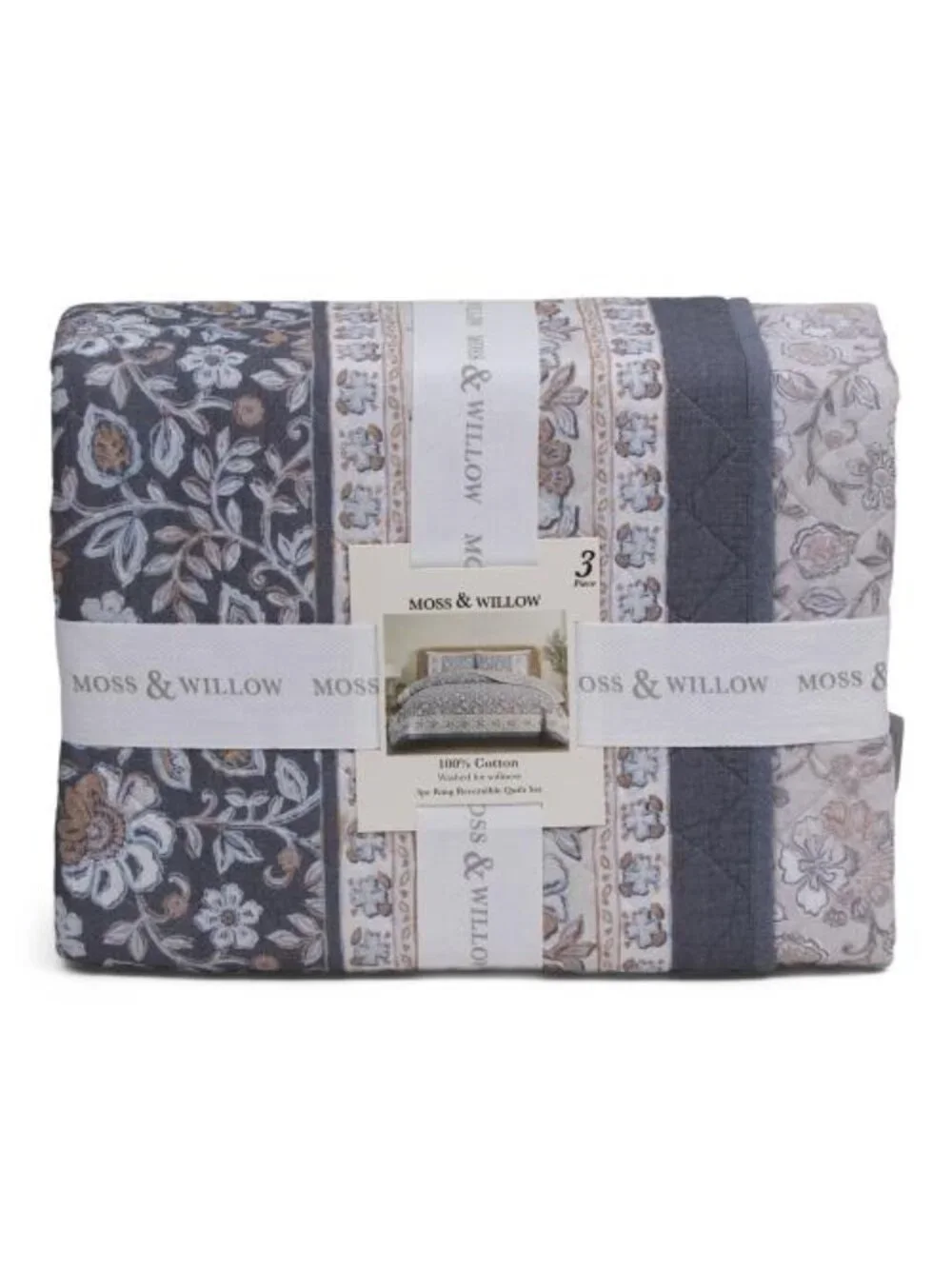 MOSS & WILLOW 3pc Riviera Jacobean Border Quilt Set